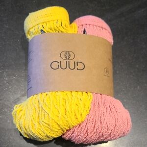 NWT GUUD Yellow and Pink Eco-Friendly Cotton Net Market Totes - set of 2
